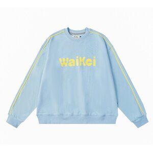 Waikei Round Neck Contrasting Color Sweatshirt With Letter Print